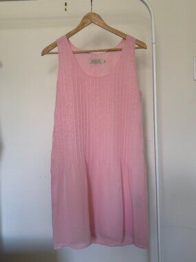 Pink Pleated Flowy Mini Dress